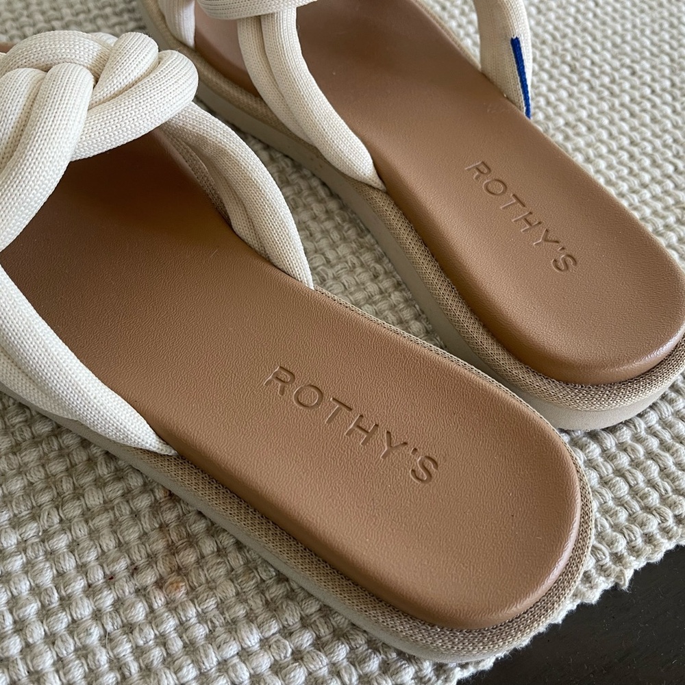 Rothy's Cream and Tan Knotted Sandals - Picture 3 of 8
